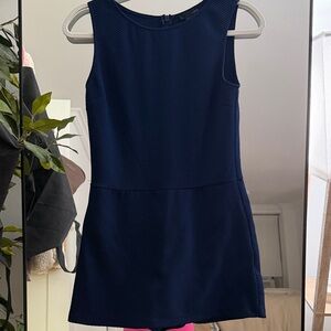 Aqua Navy Blue Textured Mini Dress